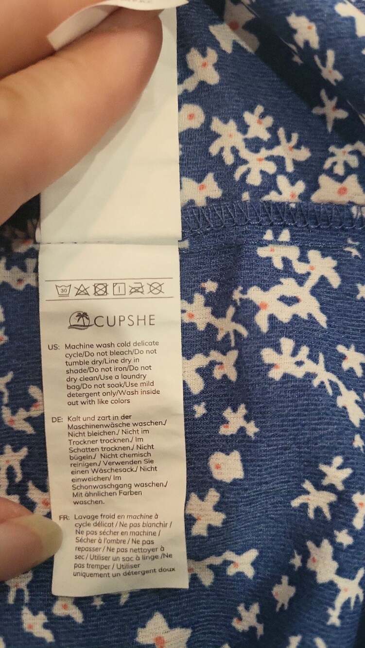Cupshe Blue and White Tiny Floral V-Neck Ruffle Hem Mini Dress, M - Picture 3 of 5